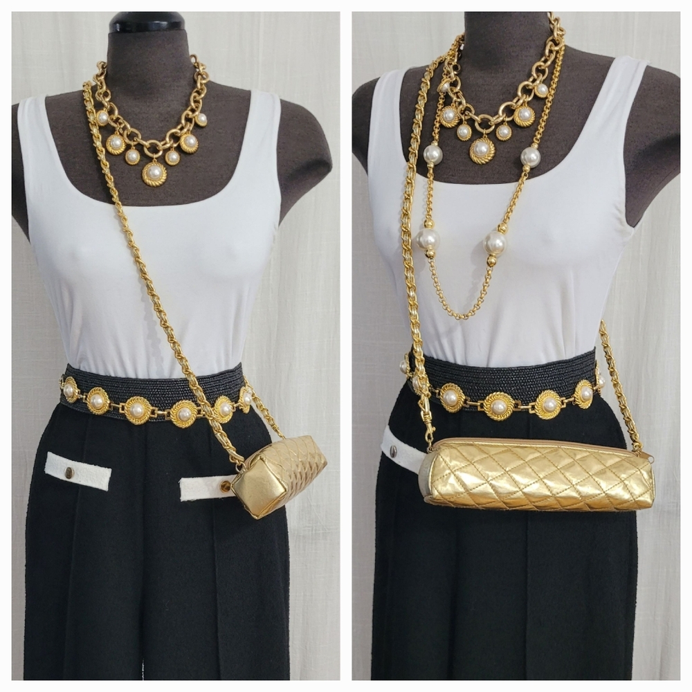 Gold Quilted Umbrella Bag